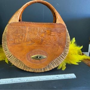 1940’s Armadillo Leather and Basketweave Purse